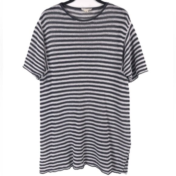 EILEEN FISHER 100% ORGANIC LINEN SS Striped Knit Tunic Top Cover Up Dress MEDIUM - Picture 2 of 13